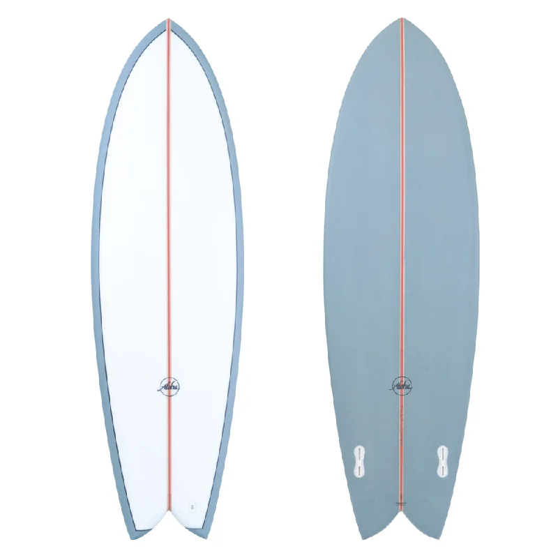 top surfboards for travel and portability-ALOHA KEEL TWIN FISH PU 6'2" FUTURES BLUE 2023