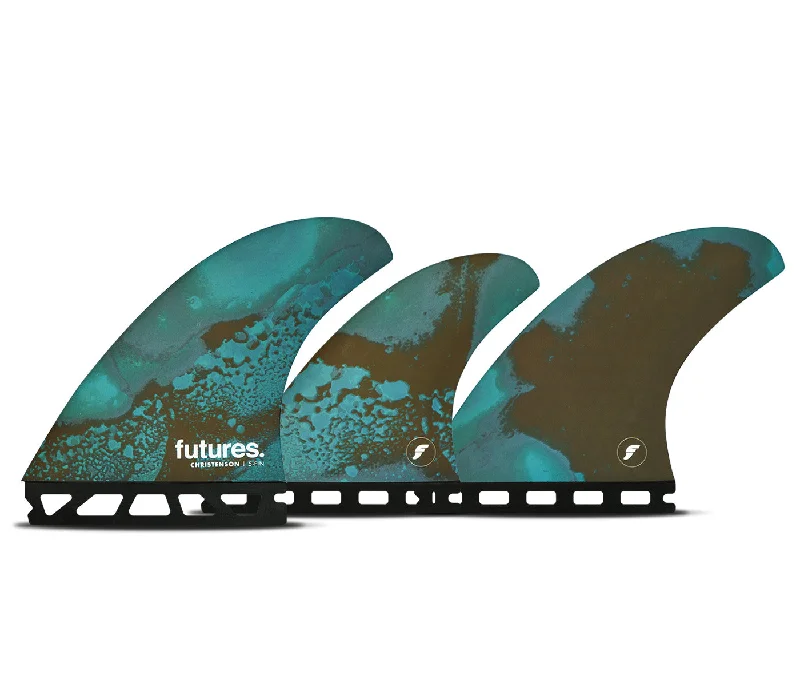 surf fins for sharp turns-Futures Christenson Honeycomb Tri/Quad Fin Set-Blue/Brown-Medium