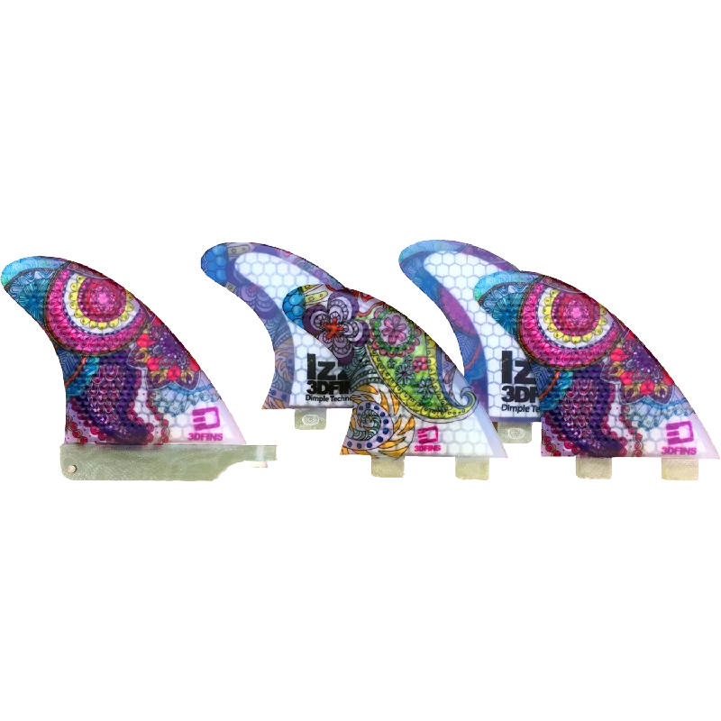 high-quality fins for expert riders-3D Izzi Gomez Surfsup 4+1 Lg Twin-Tab Art Surfboard FIN  -  SET OF 5PCS