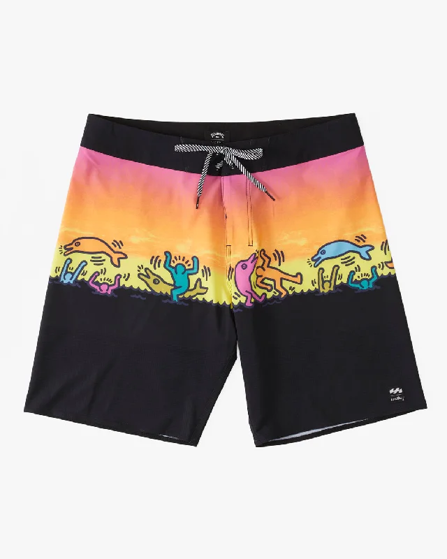 functional surf accessories for men-Billabong Mens Keith Haring Dolphin Dance Airlite Boardshorts