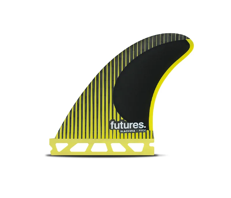 removable fins for surfboards-Futures Fins P4 Blackstix Thruster Fin Set Yellow S