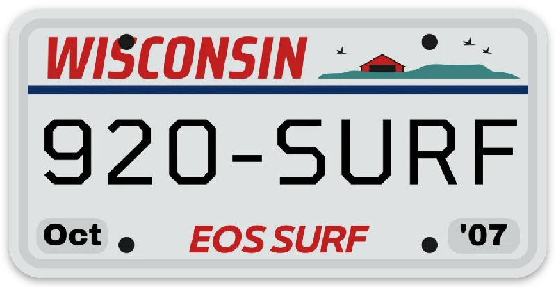 surf jackets for wind protection-EOS "Plate" Sticker 4" by 2"