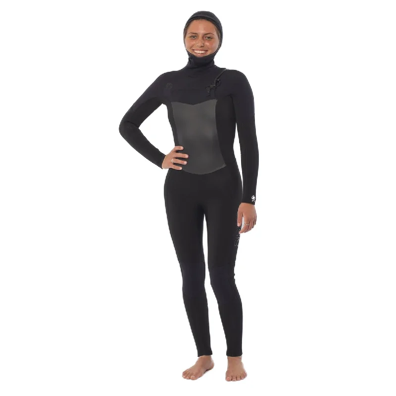 6/5mm SisstrEvolution 7 Seas Hood Chest Zip full - SBK - Solid Black