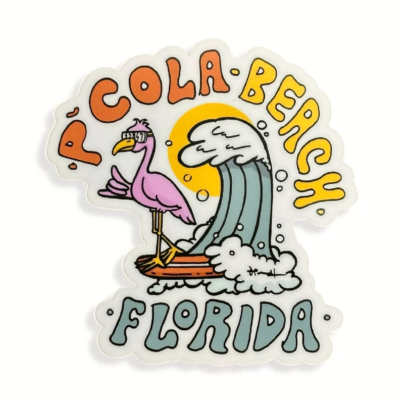 premium quality surfboards for consistency-Flamingo Pcola Beach Sticker