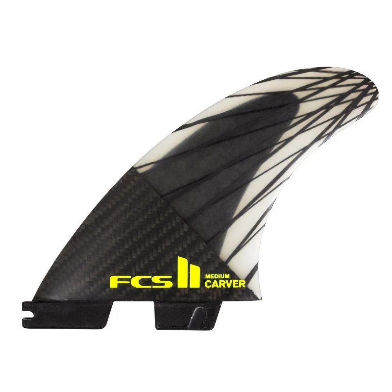 comfortable surfboard fins for foot straps-FCS Carver PC Carbon Tri Fin Set-Black/Acid-Large