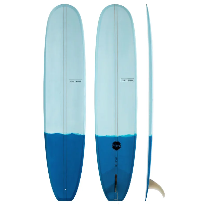 surfboards for quick entry and exit-MODERN RETRO P.U 9'1" TWO TONE BLUE