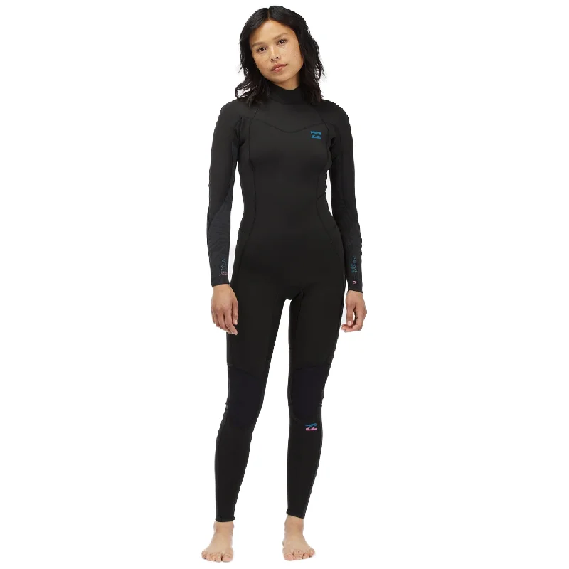 4/3 Women's Billabong Synergy Back Zip Full Wetsuit -  Black palms