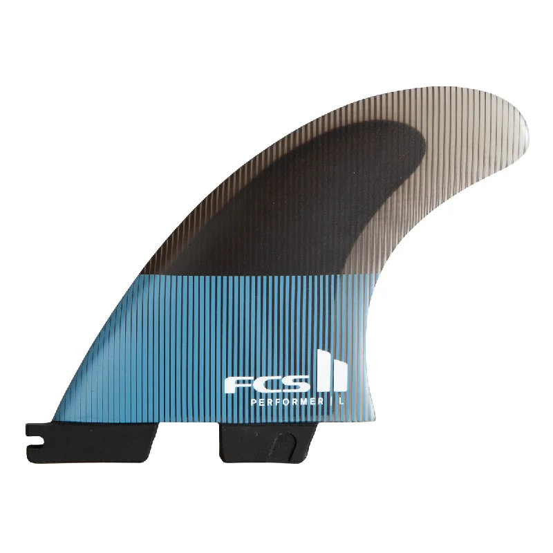 surfboard fins for all-around performance-FCS II Performer PC Quad Fin Set-Tranquil Blue-Large