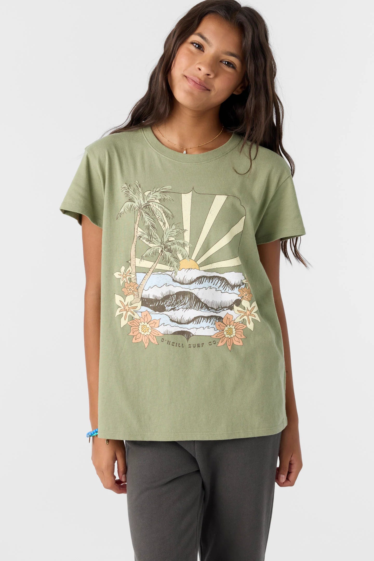 surfing wetsuits for summer-O'Neill Girls Tropical Swell T-Shirt