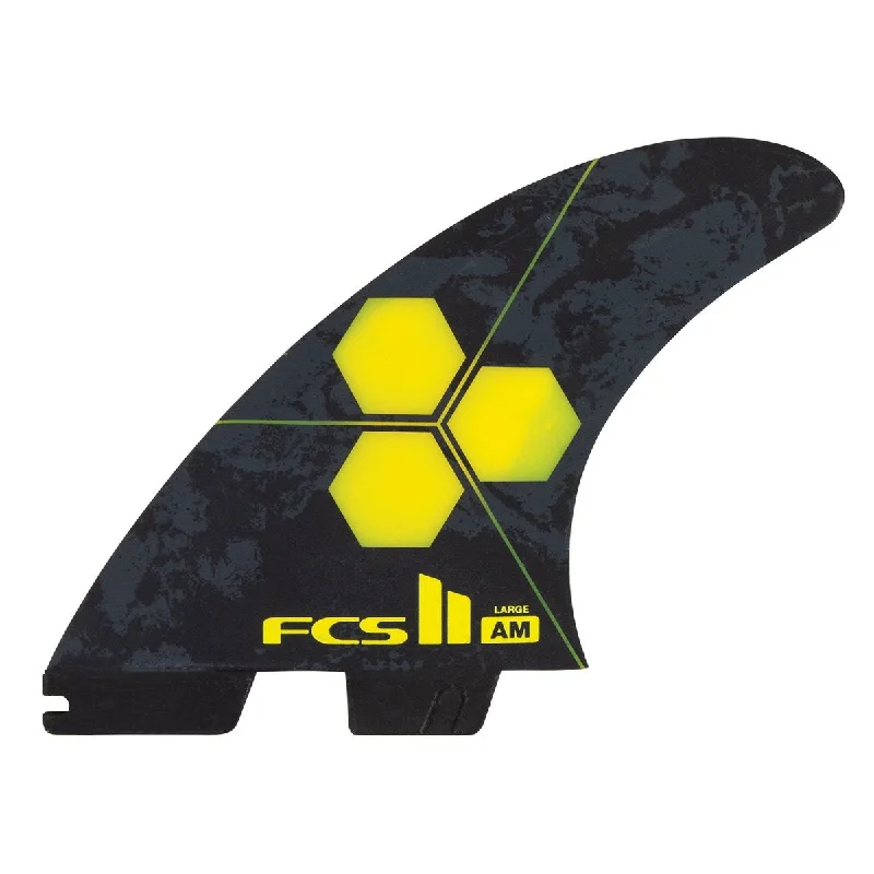 surfboard fins for smooth carving-FCS Al Merrick AM PC Tri Fin Set-Yellow-Large