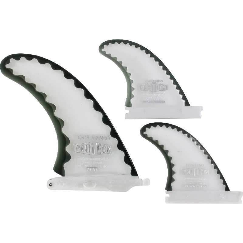 surfboard fins for smooth carving-Proteck Pwr-Flex Combo Ffs 7.0+4.0 Clear/Black Surfboard FIN  -  SET OF 3PCS