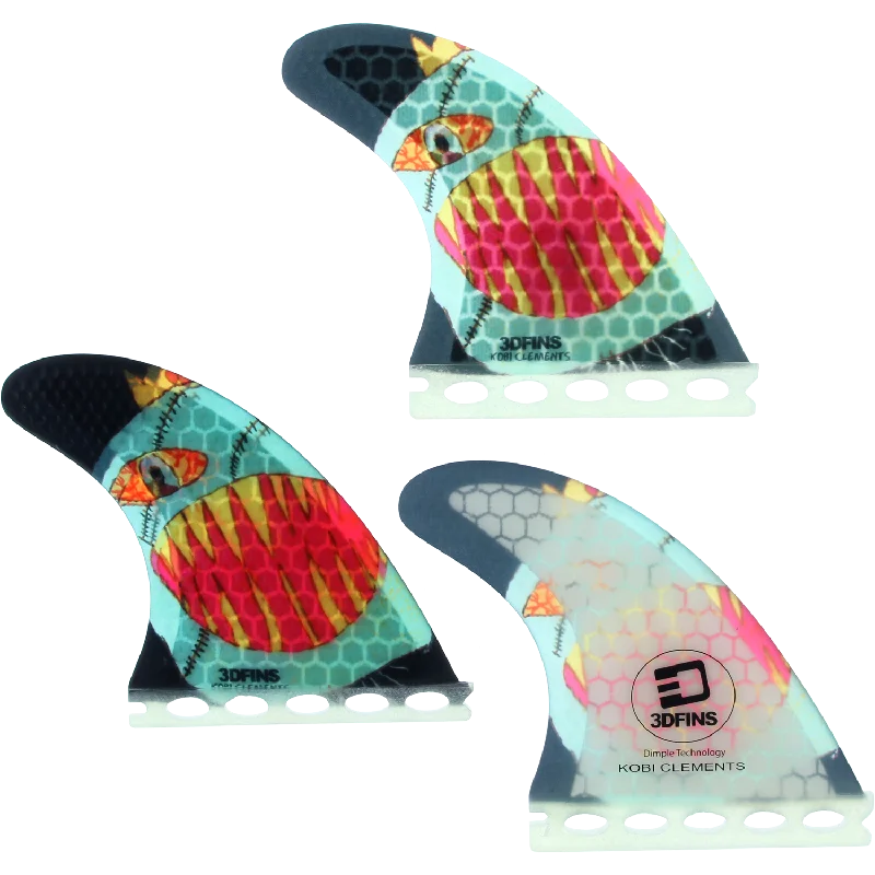 surf fins for enhanced paddling speed-3D Kobi Clements Monsta Fin Sml Full-Base Surfboard FIN  -  SET OF 3 PCS