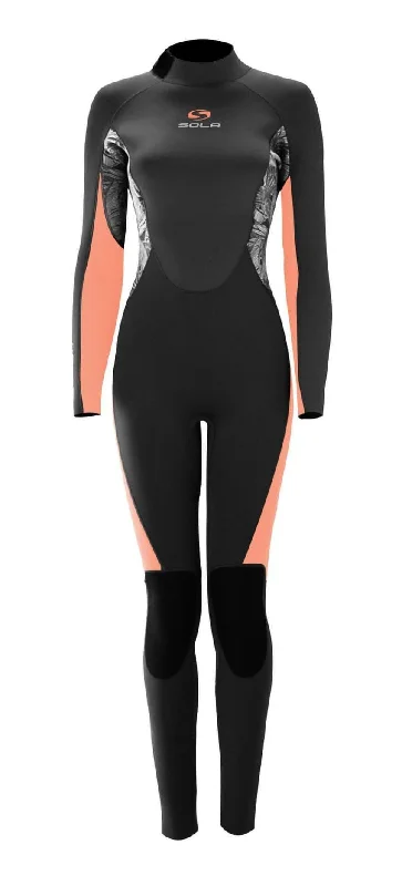 Sola Star Womens 5/4mm Back Zip Wetsuit Black / Peach