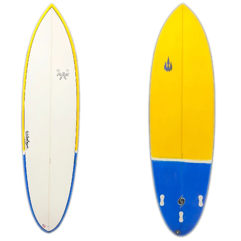 high-performance shortboards-WBZ 6'9" Traveler Twin Gold/Wht/Blue hull