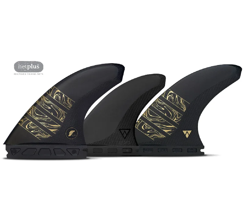 surfboard fins for enhanced maneuverability-Futures Alpha Vector 3/2 Tri/Quad Fin Set-Carbon/Gold-Medium