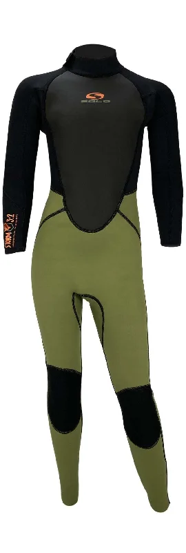 Sola Kids Storm Back Zip 3/2mm Fullsuit Wetsuit Khaki Black