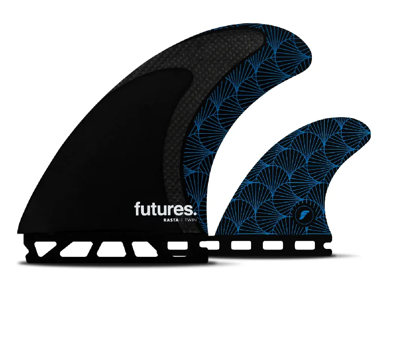 quad fins for surfboards-Futures Fins Rasta Twin+1 Honeycomb-Carbon Twin Fins Black-Blue