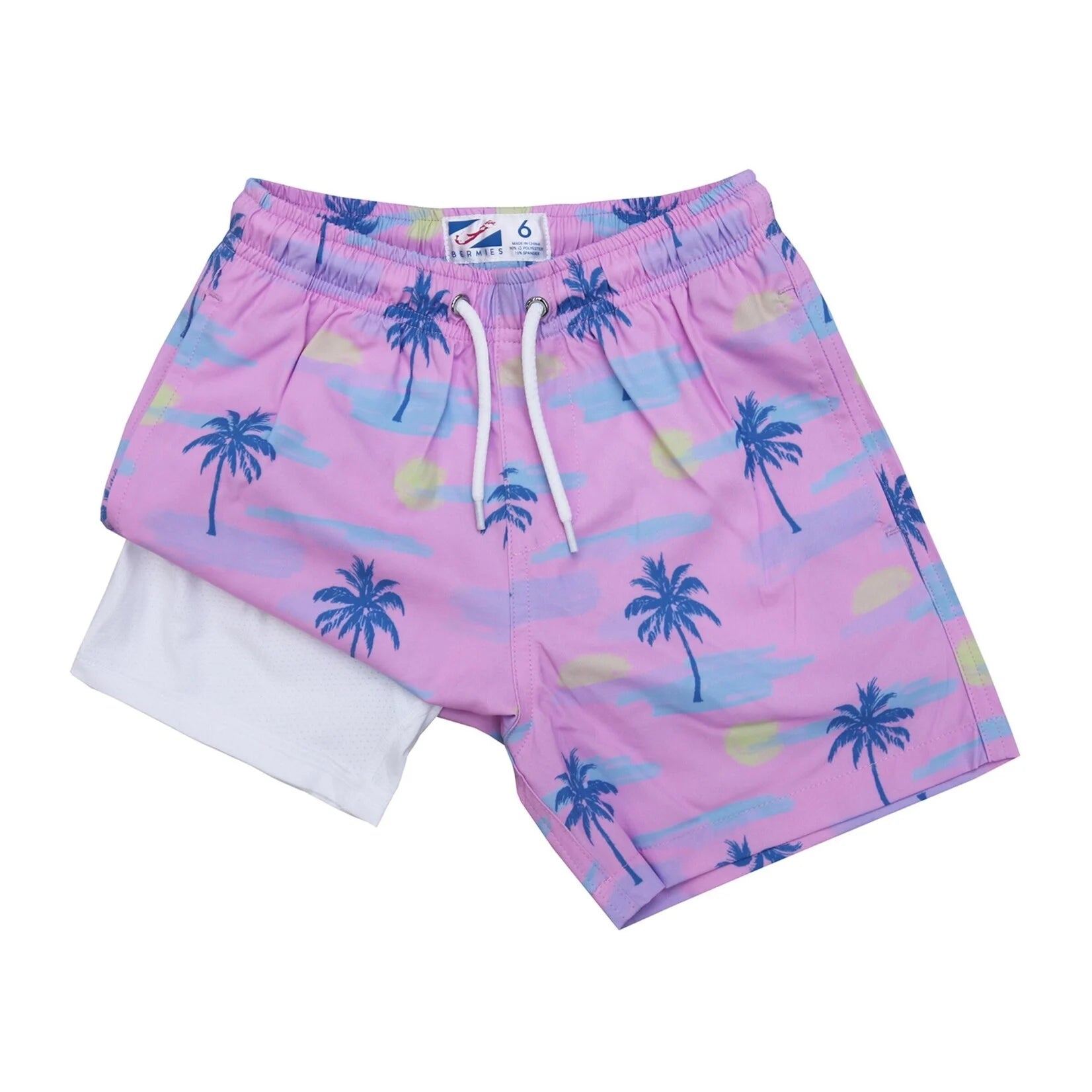 surf jackets for rainy days-Bermies Mens Surfpalms Classic Swim Trunks w/Compression Liner