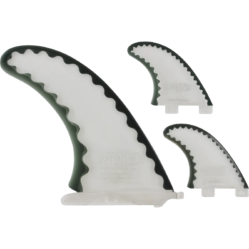 eco-friendly surfboard fins-Proteck Pwr-Flex Combo Fcs 9.0+4.0 Clear/Black Surfboard FIN  -  SET OF 3PCS