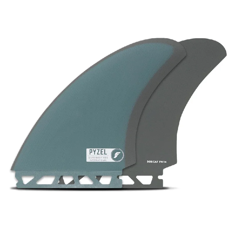 surfboard fins for high-speed maneuvers-Futures Fins Pyzel Bobcat Fiberglass Twin Fin Set Blue-Grey