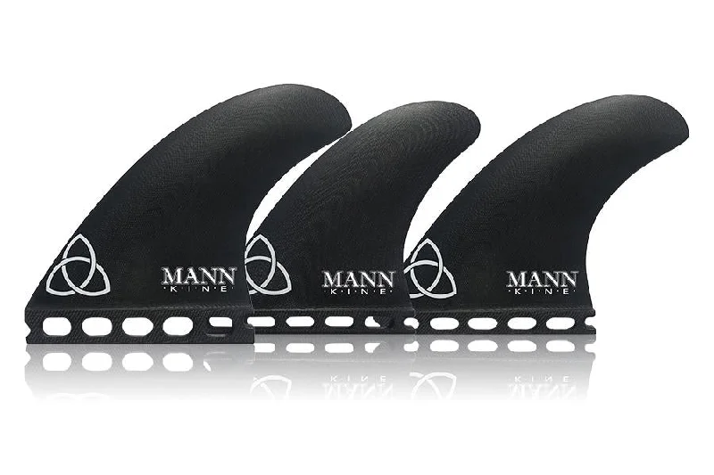 surfboard fins for quick turns-NVS Mannkine Futures Apex Tri/Quad Fin Set-Black-Medium