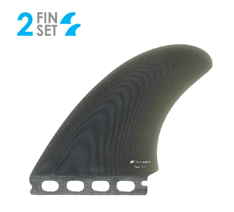 premium surfboard fins for expert surfers-True Ames High Pro Futures Fiberglass Twin Fin Set-Smoke