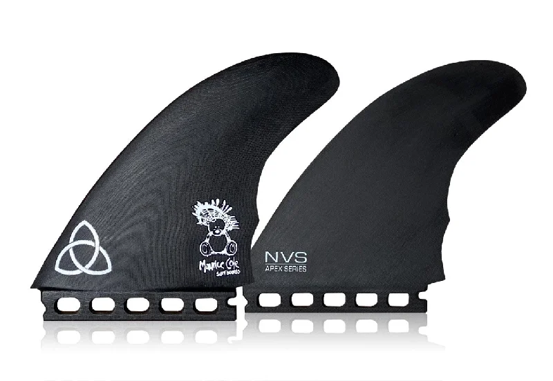 single-fin surfboards-NVS Maurice Cole Reverse Vee Futures Twin Fin Set-Black