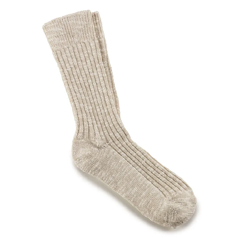 surf socks for warm weather-Birkenstock Cotton Slub Women Sock - Beige