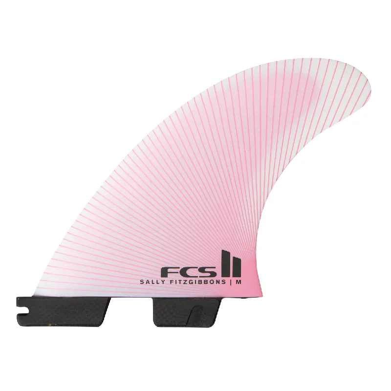 surfboard fins for power and speed-FCS II Sally Fitzgibbons PC Tri Fin Set-Dusty Pink-Medium