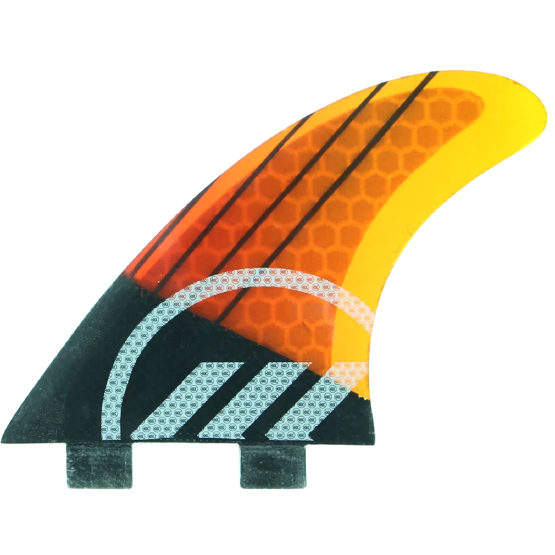 best surf fins for big waves-Kinetik Racing Joel Parkinson Carbo Tune Sm Fcs Orange/Black Stripe Surfboard FIN  -  SET OF 3PCS