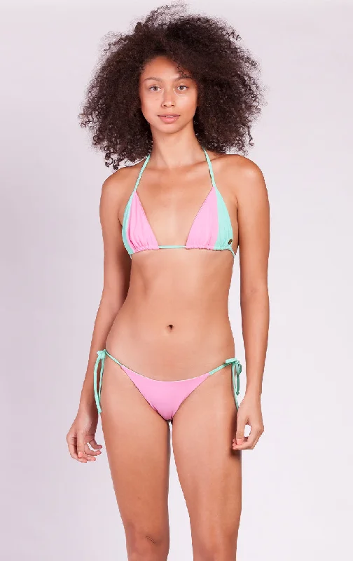 surf clothes for tropical climates-Sol Color Block String Bikini Top