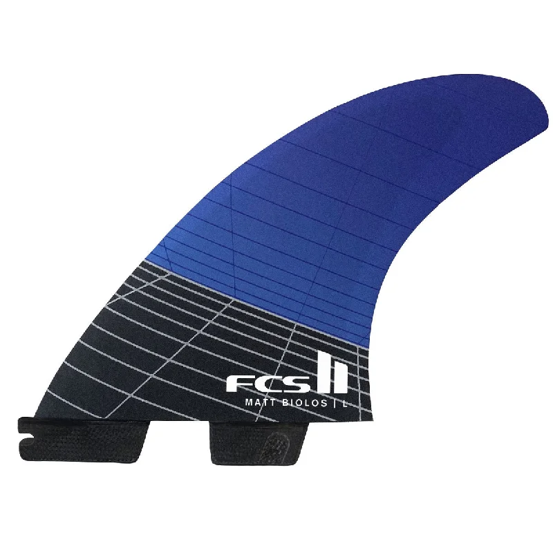 surfboard fins for responsive movements-FCS II Matt Biolos PC Carbon Tri Fin Set-Blue-Large