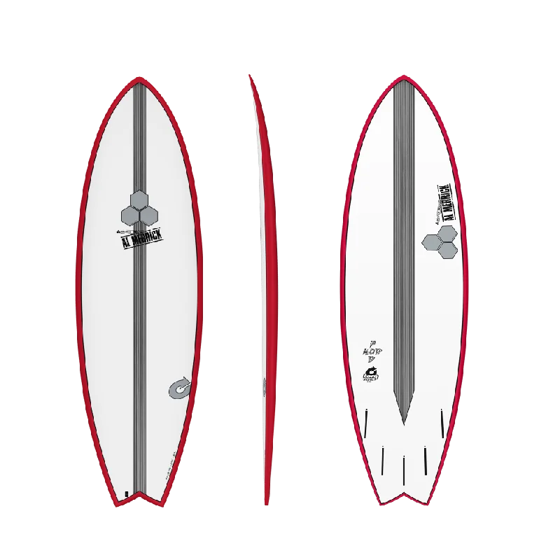 best surfboards for paddling-5'10 TORQ/CHANNEL ISLANDS POD MOD (RED RAILS) 20 7/8” x 2 5/8” 35.7L FUTURES