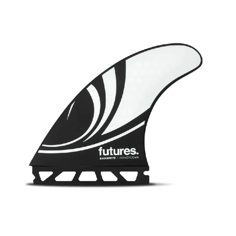 surfboard fins for competitive surfing-Future Fins Sharp Eye Honeycomb Thruster Set White-Black L