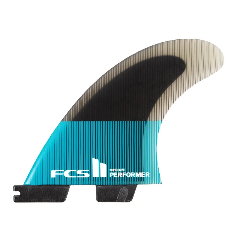 best surfboard fins for beginners-FCS Performer PC Quad Fin Set-Teal/Black-Small