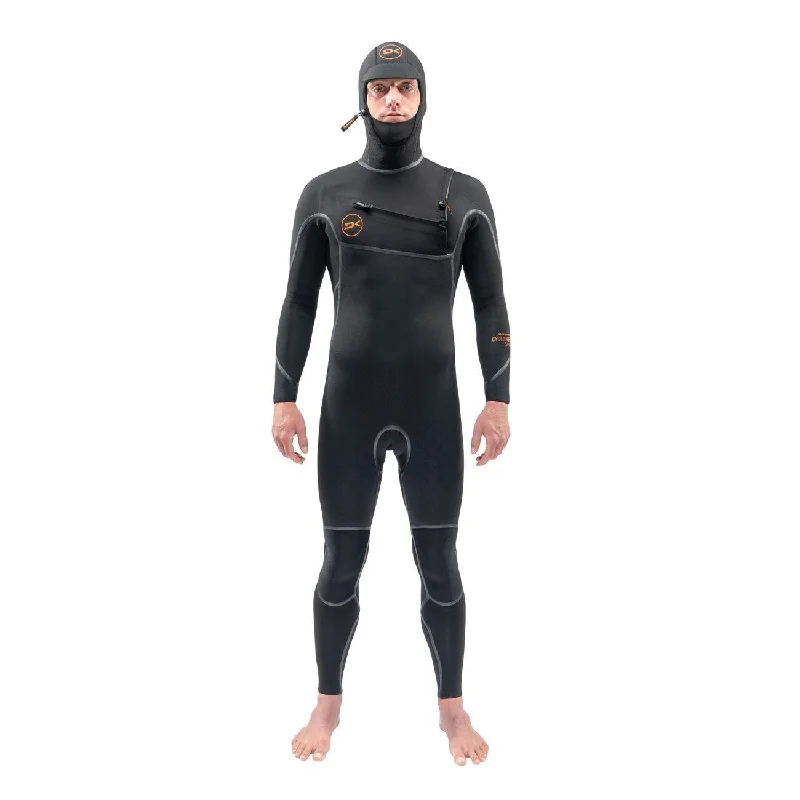 Dakine Mens Cyclone Chest Zip Hooded Wetsuit 4/3mm (Black)