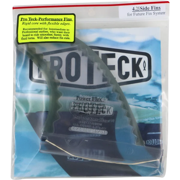 strong surfboard fins for rocky conditions-Proteck Pwr-Flex Ffs Side 4.25 Clear/Black Surfboard FIN  -  SET OF 2PCS