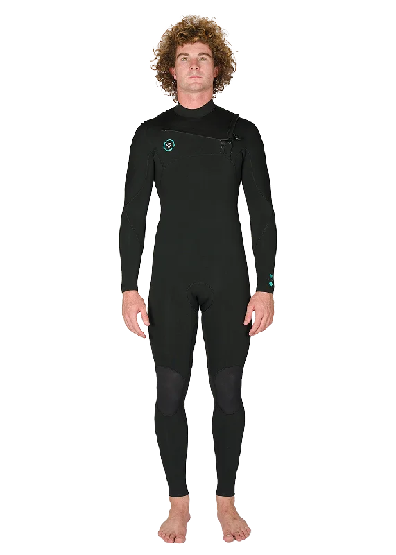 7 Seas 3-2 Full Chest Zip Wetsuit - Black with Jade Logos