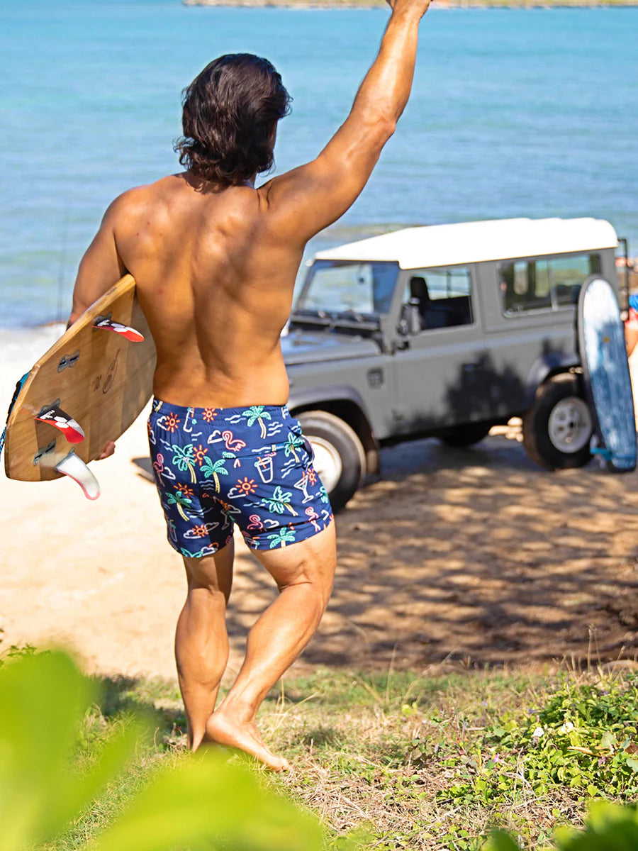 comfortable surf t-shirts-Chubbies Mens Neon Lights Classic Swim Trunk