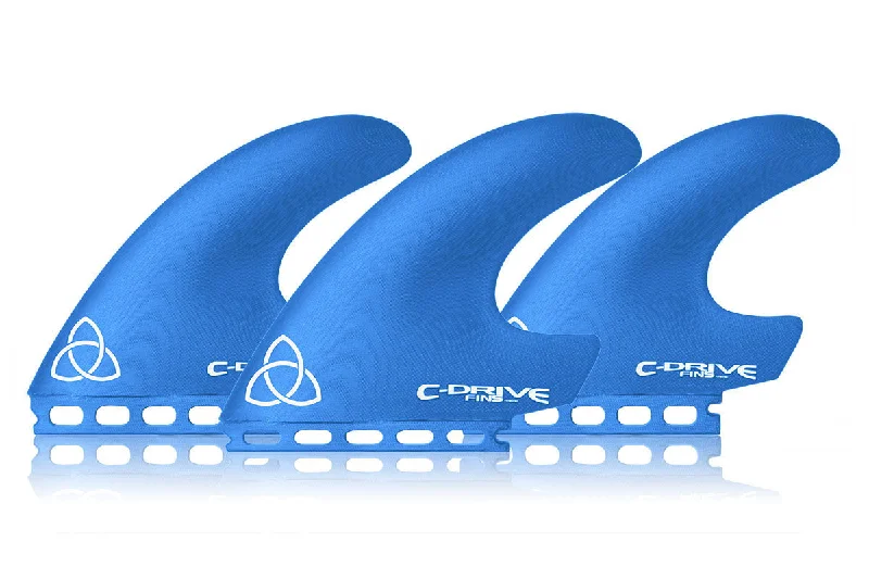 surfboard fins for aggressive carving-NVS C-Drive Futures Apex Tri/Quad Fin Set-Blue-Large