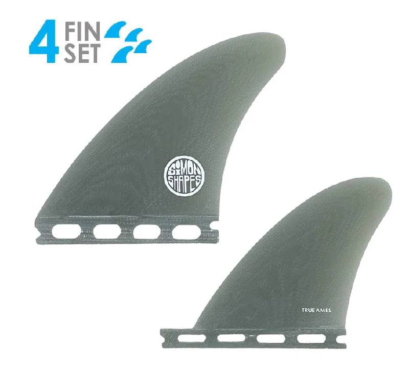 surfboard fins for consistent rides-True Ames John Simon Type 1 Fiberglass Quad Fin Set-Smoke