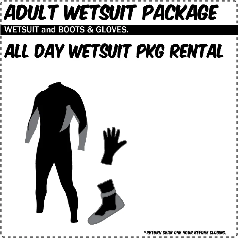 Adult Wetsuit Rental Package - Complete Kit