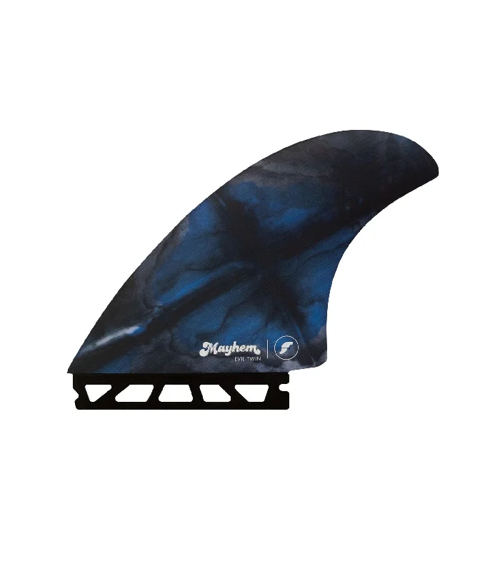 tri-fin setups for surfboards-Future Fins Mayhem Evil Twin+1 Honeycomb Fin Set Blue-Black L