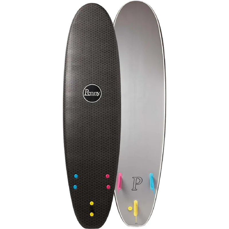 surf fins for reliable control in all conditions-Penny Softboard 7'0" Tri Fin Nightsurf Black - Surfboard