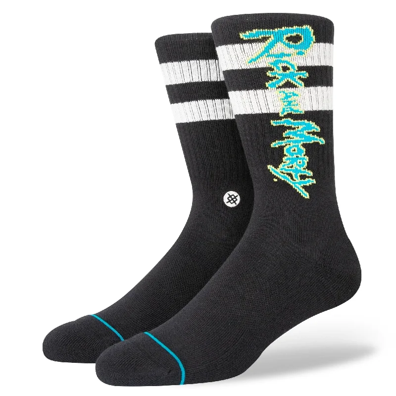 surf clothing for light weather-Stance Rick And Morty Socks - Black