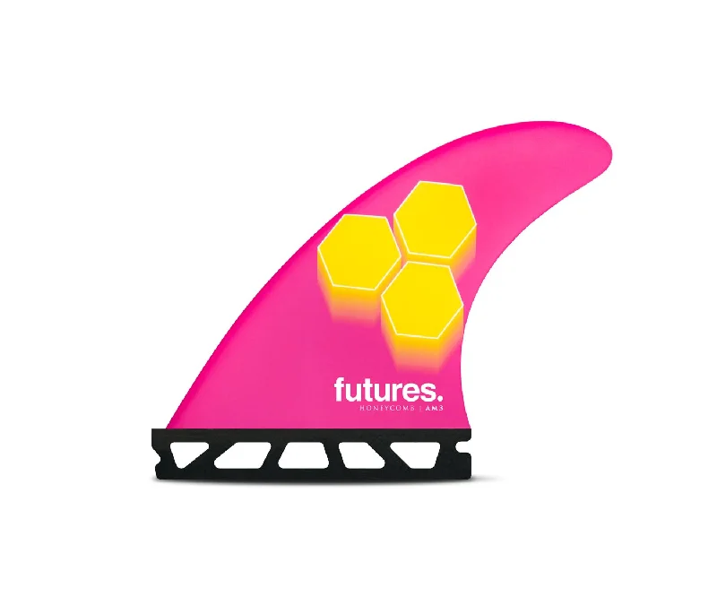 surfboard fins for smooth carving-Futures AM3 Honeycomb Tri Fin Set-Pink/Yellow-Small