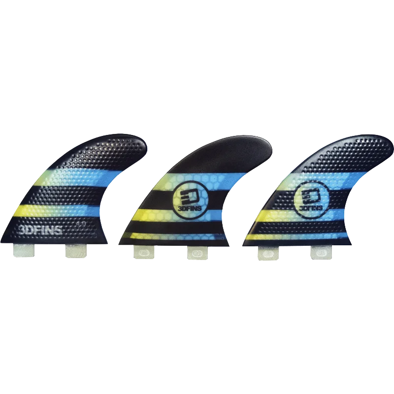 lightweight fins for easy handling-3D Fastlight Thruster 4.0 Sm Twin-Tab Black/Lt.Blue Surfboard FIN  -  SET OF 3PCS