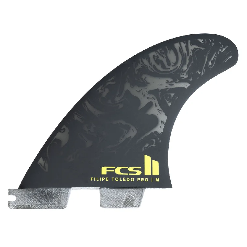 surf fins for reliable control in all conditions-FCS Filipe Toledo PG Tri Fin Set-Black-Medium