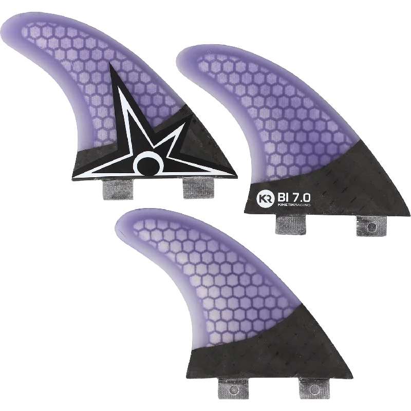 surfboard fins with extra hold-Kinetik Racing B.Irons Carbo Tune Sml Fcs Purple/Black Surfboard FIN  -  SET OF 3PCS