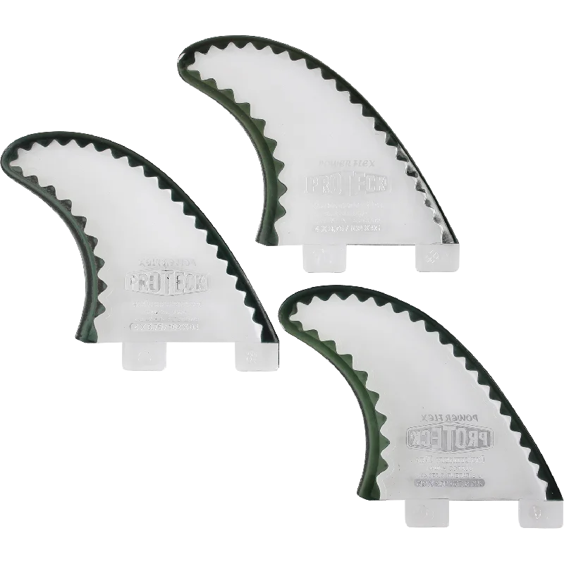 surfboard fins for all skill levels-Proteck Pwr-Flex Fcs Grom Thruster Set 4.0 Clear/Black Surfboard FIN  -  SET OF 3PCS